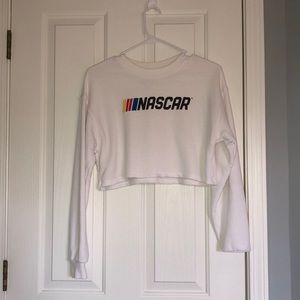 White nascar crop sweatshirt
